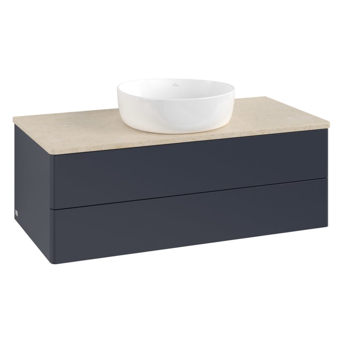 Villeroy & Boch Antao Waschbeckenunterschrank, 100 x 19 cm, 2 Auszüge, Fronten ohne Struktur, ohne Hahnloch