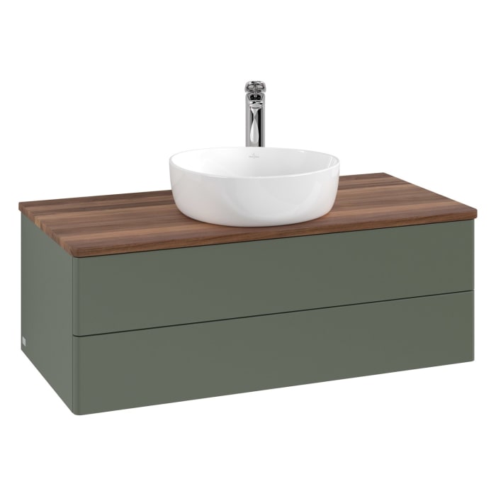 Villeroy & Boch Antao Waschbeckenunterschrank, 100 x 19 cm, 2 Auszüge, Fronten ohne Struktur, mit Hahnloch