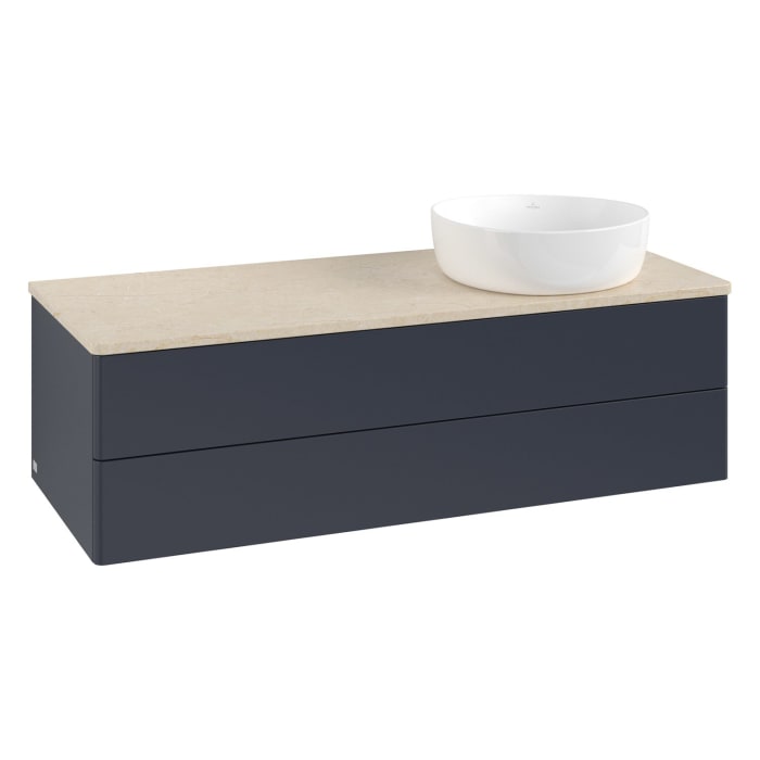 Villeroy & Boch Antao Waschbeckenunterschrank, 120 x 19 cm, 2 Auszüge, Fronten ohne Struktur, ohne Hahnloch, für Waschtisch rechts
