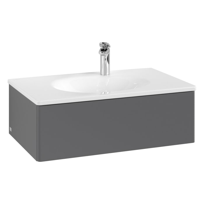 Villeroy & Boch Antao Waschbeckenunterschrank, 78,8 x 25,6 cm, 1 Auszug, Front ohne Struktur, mit LED-Licht