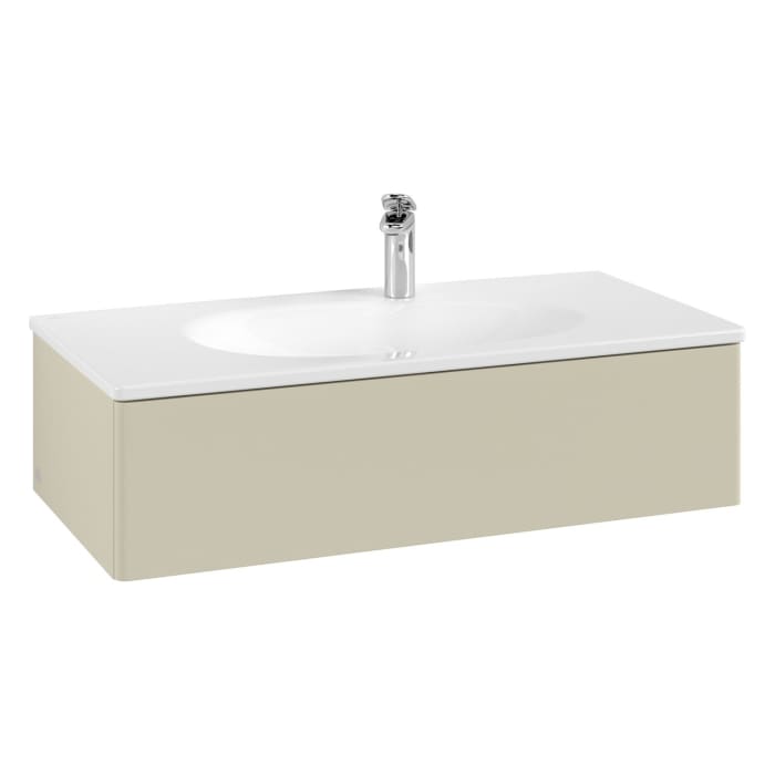 Villeroy & Boch Antao Waschbeckenunterschrank, 98,8 x 25,6 cm, 1 Auszug, Front ohne Struktur, mit LED-Licht