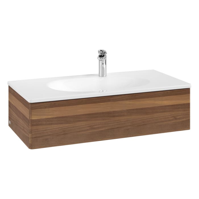 Villeroy & Boch Antao Waschbeckenunterschrank, 98,8 x 25,6 cm, 1 Auszug, Front ohne Struktur, mit LED-Licht