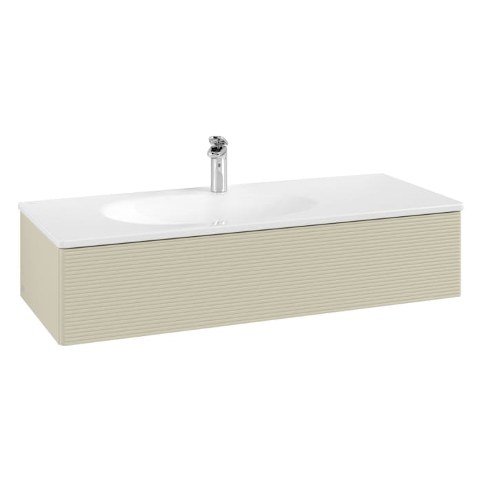 Villeroy & Boch Antao Waschbeckenunterschrank, 118,8 x 25,6 cm, 1 Auszug, Front mit Struktur, mit LED-Licht