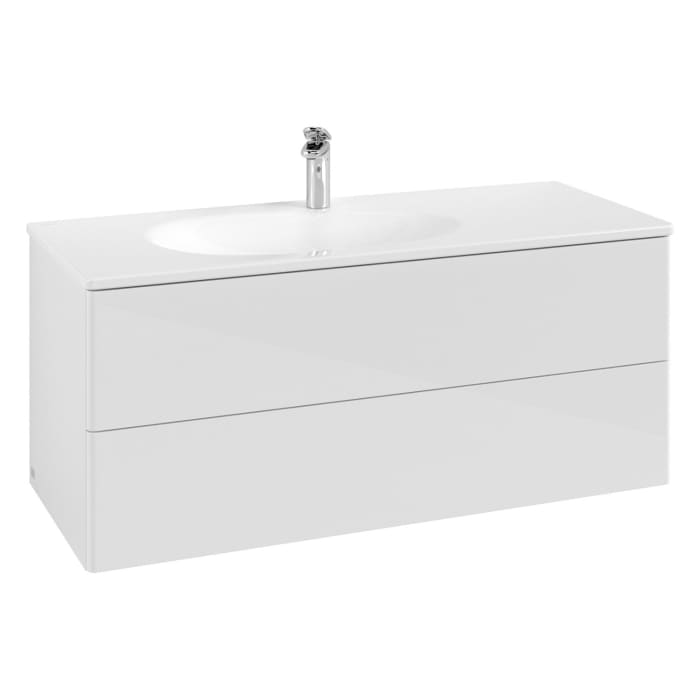 Villeroy & Boch Antao Waschbeckenunterschrank, 118,8 x 50,4 cm, 2 Auszüge, Fronten ohne Struktur, mit LED-Licht