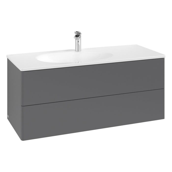 Villeroy & Boch Antao Waschbeckenunterschrank, 118,8 x 50,4 cm, 2 Auszüge, Fronten ohne Struktur, mit LED-Licht