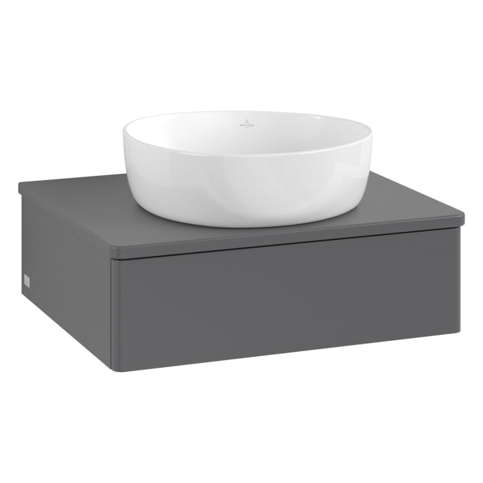 Villeroy & Boch Antao Waschbeckenunterschrank, 60 x 19 cm, 1 Auszug mit LED-Licht, Front ohne Struktur, ohne Hahnloch