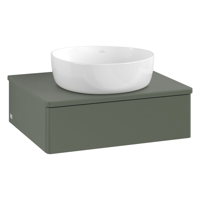 Villeroy & Boch Antao Waschbeckenunterschrank, 60 x 19 cm, 1 Auszug mit LED-Licht, Front ohne Struktur, ohne Hahnloch