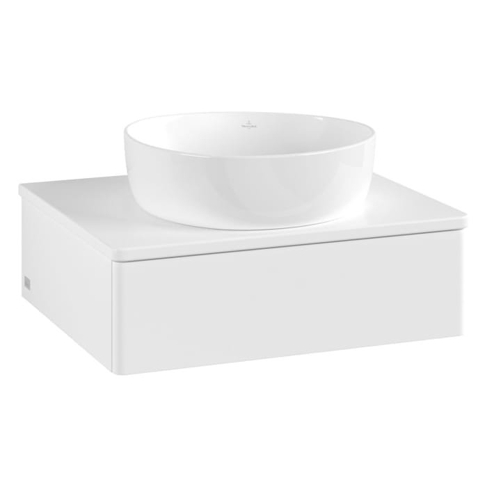 Villeroy & Boch Antao Waschbeckenunterschrank, 60 x 19 cm, 1 Auszug mit LED-Licht, Front ohne Struktur, ohne Hahnloch