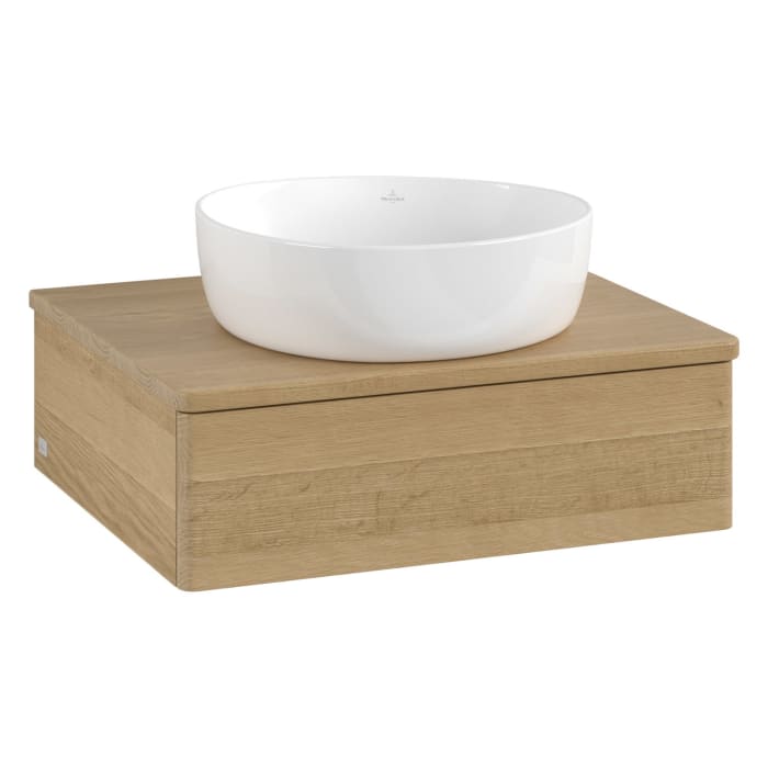 Villeroy & Boch Antao Waschbeckenunterschrank, 60 x 19 cm, 1 Auszug mit LED-Licht, Front ohne Struktur, ohne Hahnloch