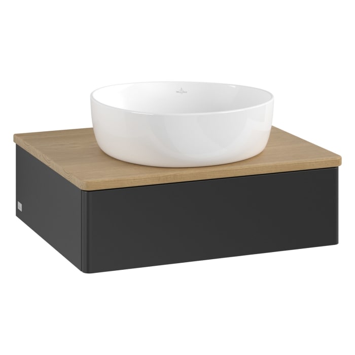 Villeroy & Boch Antao Waschbeckenunterschrank, 60 x 19 cm, 1 Auszug mit LED-Licht, Front ohne Struktur, ohne Hahnloch