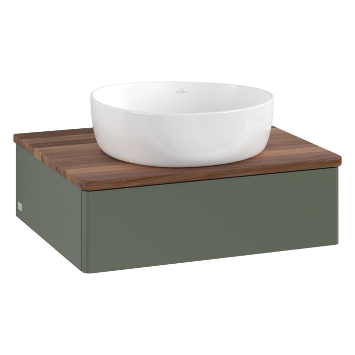 Villeroy & Boch Antao Waschbeckenunterschrank, 60 x 19 cm, 1 Auszug mit LED-Licht, Front ohne Struktur, ohne Hahnloch