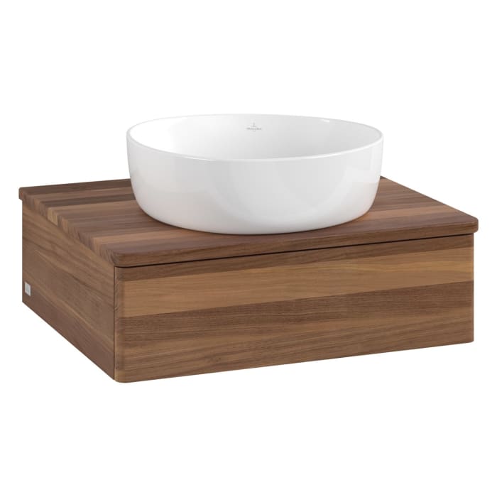 Villeroy & Boch Antao Waschbeckenunterschrank, 60 x 19 cm, 1 Auszug mit LED-Licht, Front ohne Struktur, ohne Hahnloch