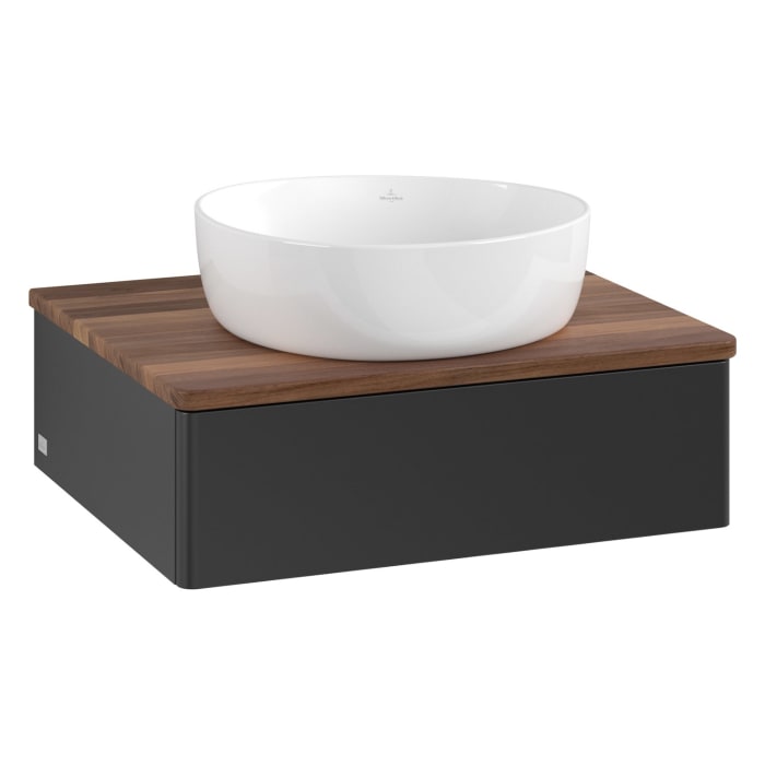 Villeroy & Boch Antao Waschbeckenunterschrank, 60 x 19 cm, 1 Auszug mit LED-Licht, Front ohne Struktur, ohne Hahnloch