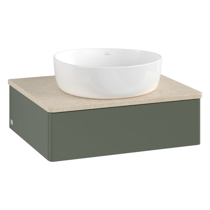 Villeroy & Boch Antao Waschbeckenunterschrank, 60 x 19 cm, 1 Auszug mit LED-Licht, Front ohne Struktur, ohne Hahnloch