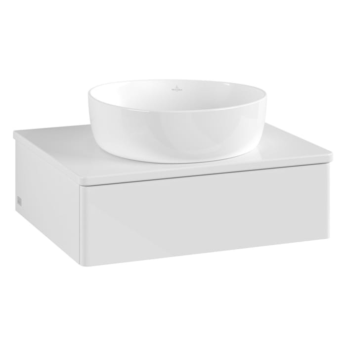 Villeroy & Boch Antao Waschbeckenunterschrank, 60 x 19 cm, 1 Auszug mit LED-Licht, Front ohne Struktur, mit Hahnloch