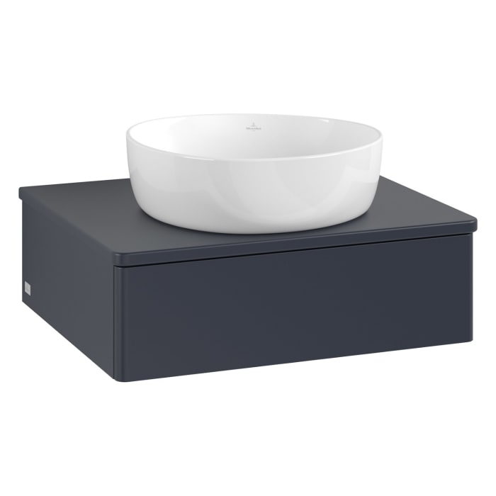 Villeroy & Boch Antao Waschbeckenunterschrank, 60 x 19 cm, 1 Auszug mit LED-Licht, Front ohne Struktur, mit Hahnloch