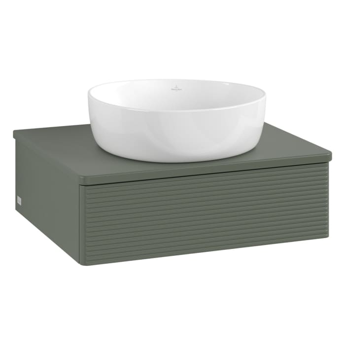 Villeroy & Boch Antao Waschbeckenunterschrank, 60 x 19 cm, 1 Auszug mit LED-Licht, Front mit Struktur, ohne Hahnloch