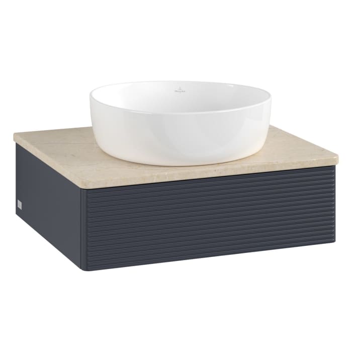 Villeroy & Boch Antao Waschbeckenunterschrank, 60 x 19 cm, 1 Auszug mit LED-Licht, Front mit Struktur, ohne Hahnloch