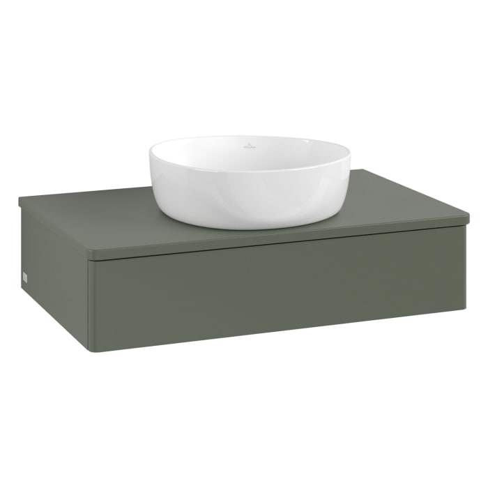 Villeroy & Boch Antao Waschbeckenunterschrank, 80 x 19 cm, 1 Auszug mit LED-Licht, Front ohne Struktur, ohne Hahnloch