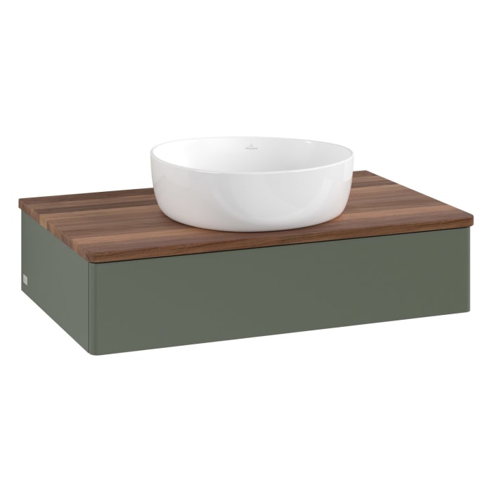 Villeroy & Boch Antao Waschbeckenunterschrank, 80 x 19 cm, 1 Auszug mit LED-Licht, Front ohne Struktur, ohne Hahnloch