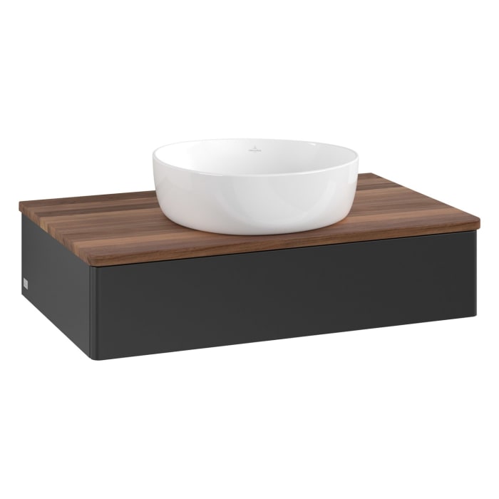 Villeroy & Boch Antao Waschbeckenunterschrank, 80 x 19 cm, 1 Auszug mit LED-Licht, Front ohne Struktur, ohne Hahnloch