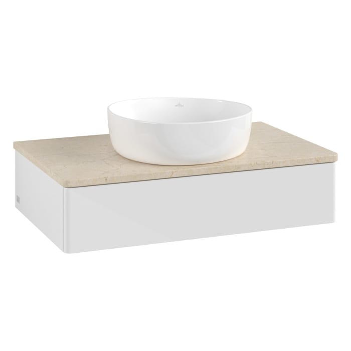 Villeroy & Boch Antao Waschbeckenunterschrank, 80 x 19 cm, 1 Auszug mit LED-Licht, Front ohne Struktur, ohne Hahnloch