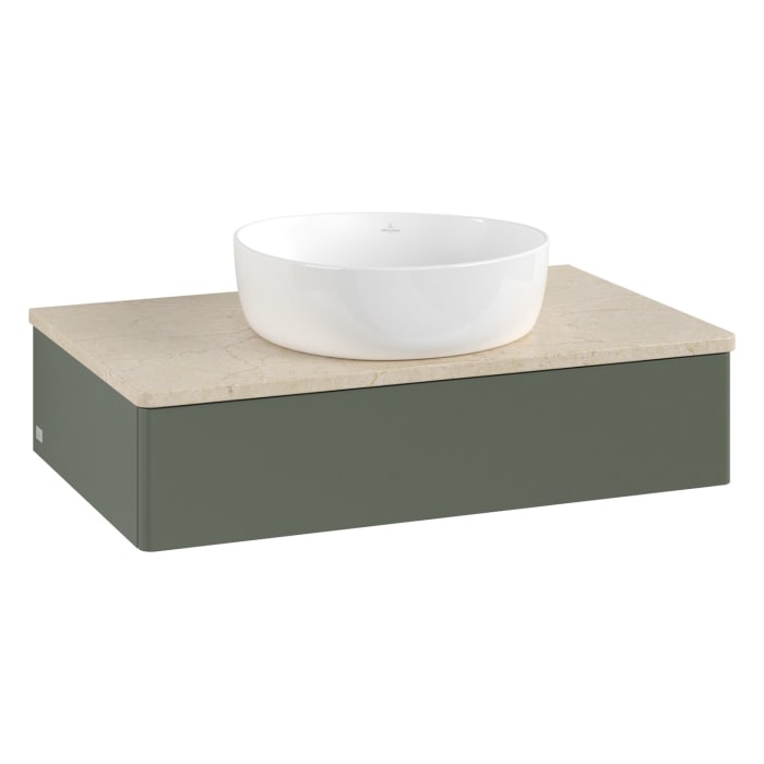 Villeroy & Boch Antao Waschbeckenunterschrank, 80 x 19 cm, 1 Auszug mit LED-Licht, Front ohne Struktur, ohne Hahnloch