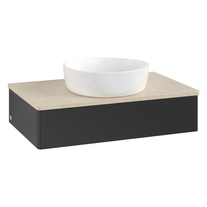 Villeroy & Boch Antao Waschbeckenunterschrank, 80 x 19 cm, 1 Auszug mit LED-Licht, Front ohne Struktur, ohne Hahnloch