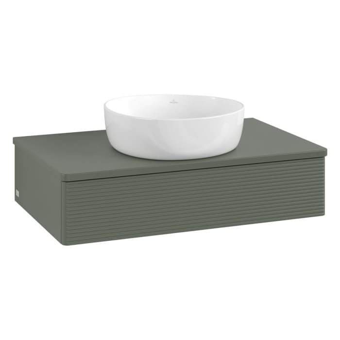 Villeroy & Boch Antao Waschbeckenunterschrank, 80 x 19 cm, 1 Auszug mit LED-Licht, Front mit Struktur, mit Hahnloch