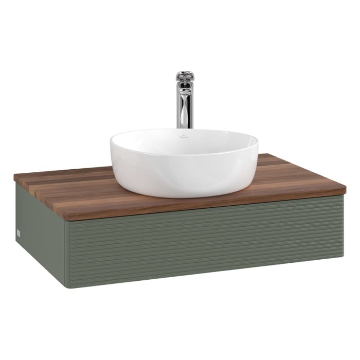 Villeroy & Boch Antao Waschbeckenunterschrank, 80 x 19 cm, 1 Auszug mit LED-Licht, Front mit Struktur, mit Hahnloch