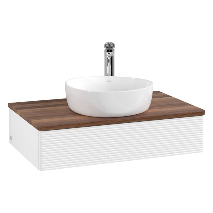 Villeroy & Boch Antao Waschbeckenunterschrank, 80 x 19 cm, 1 Auszug mit LED-Licht, Front mit Struktur, mit Hahnloch