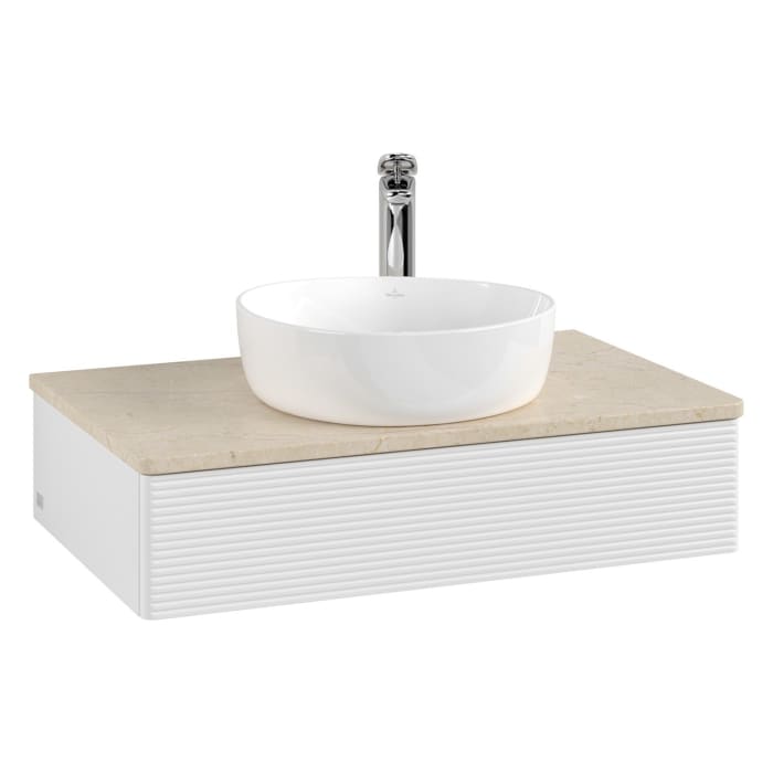 Villeroy & Boch Antao Waschbeckenunterschrank, 80 x 19 cm, 1 Auszug mit LED-Licht, Front mit Struktur, mit Hahnloch