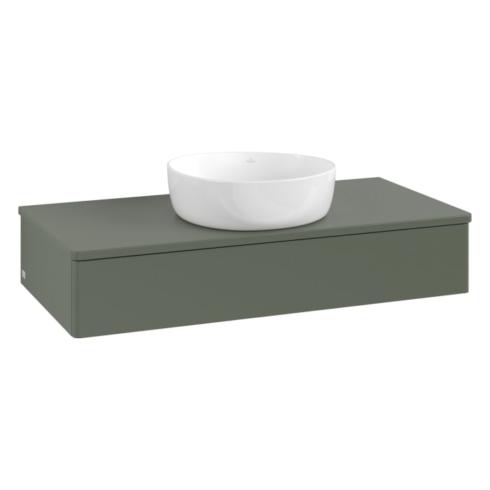 Villeroy & Boch Antao Waschbeckenunterschrank, 100 x 19 cm, 1 Auszug mit LED-Licht, Front ohne Struktur, ohne Hahnloch