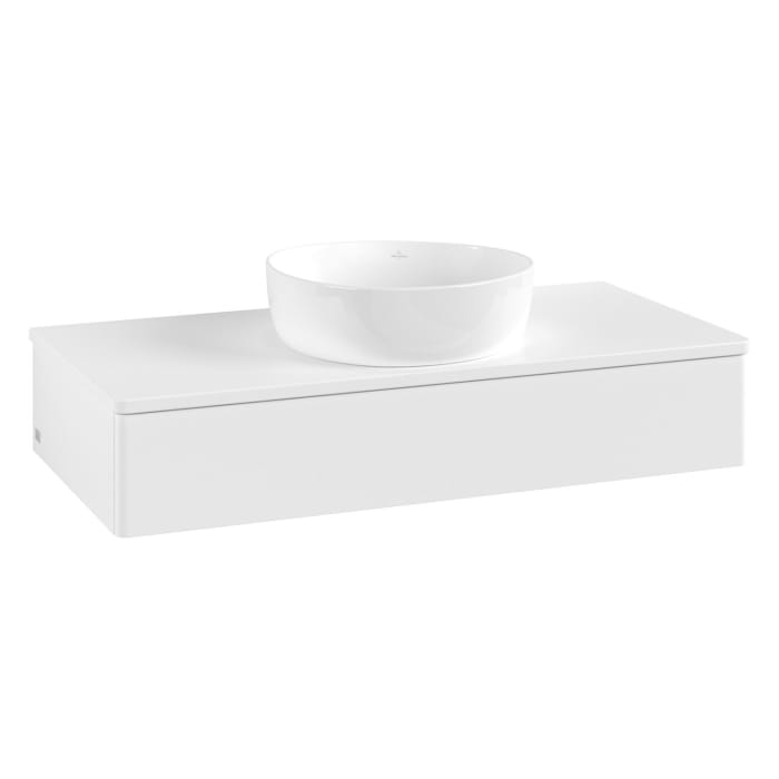 Villeroy & Boch Antao Waschbeckenunterschrank, 100 x 19 cm, 1 Auszug mit LED-Licht, Front ohne Struktur, ohne Hahnloch