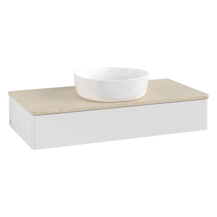 Villeroy & Boch Antao Waschbeckenunterschrank, 100 x 19 cm, 1 Auszug mit LED-Licht, Front ohne Struktur, ohne Hahnloch