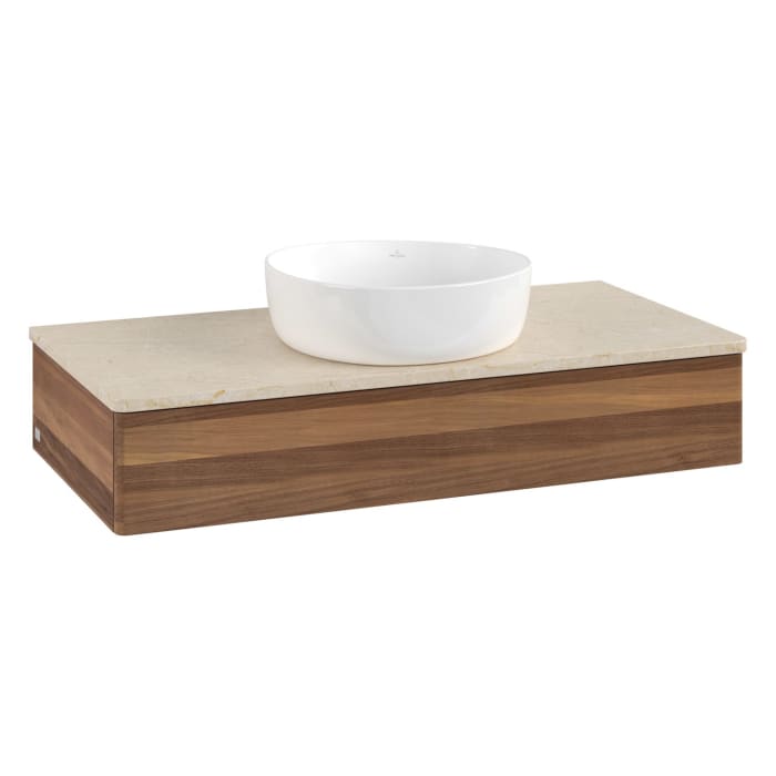 Villeroy & Boch Antao Waschbeckenunterschrank, 100 x 19 cm, 1 Auszug mit LED-Licht, Front ohne Struktur, ohne Hahnloch