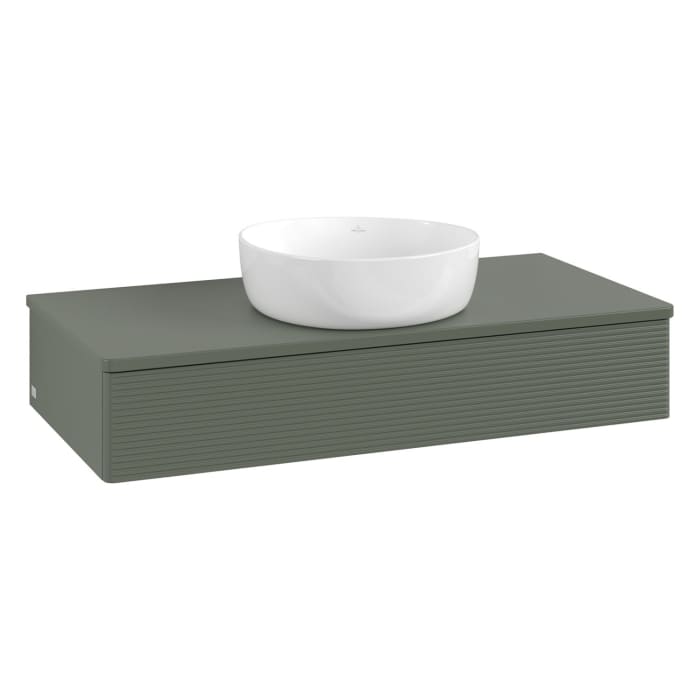 Villeroy & Boch Antao Waschbeckenunterschrank, 100 x 19 cm, 1 Auszug mit LED-Licht, Front mit Struktur, ohne Hahnloch