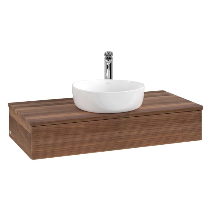 Villeroy & Boch Antao Waschbeckenunterschrank, 100 x 19 cm, 1 Auszug mit LED-Licht, Front mit Struktur, mit Hahnloch