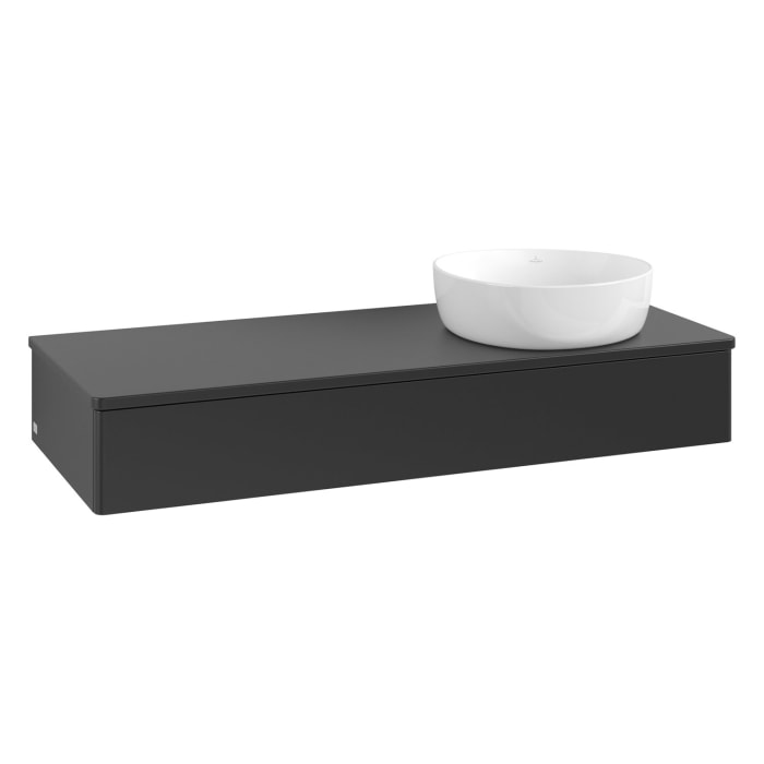 Villeroy & Boch Antao Waschbeckenunterschrank, 120 x 19 cm, 1 Auszug mit LED-Licht, Front ohne Struktur, ohne Hahnloch, für Waschtisch rechts