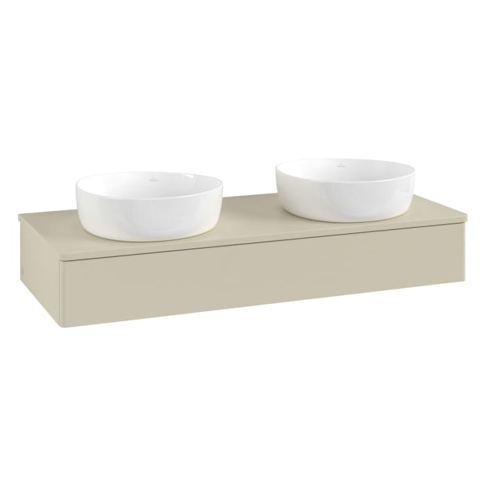 Villeroy & Boch Antao Waschbeckenunterschrank, 120 x 19 cm, 1 Auszug mit LED-Licht, Front ohne Struktur, ohne Hahnloch, für Waschtisch links und recht