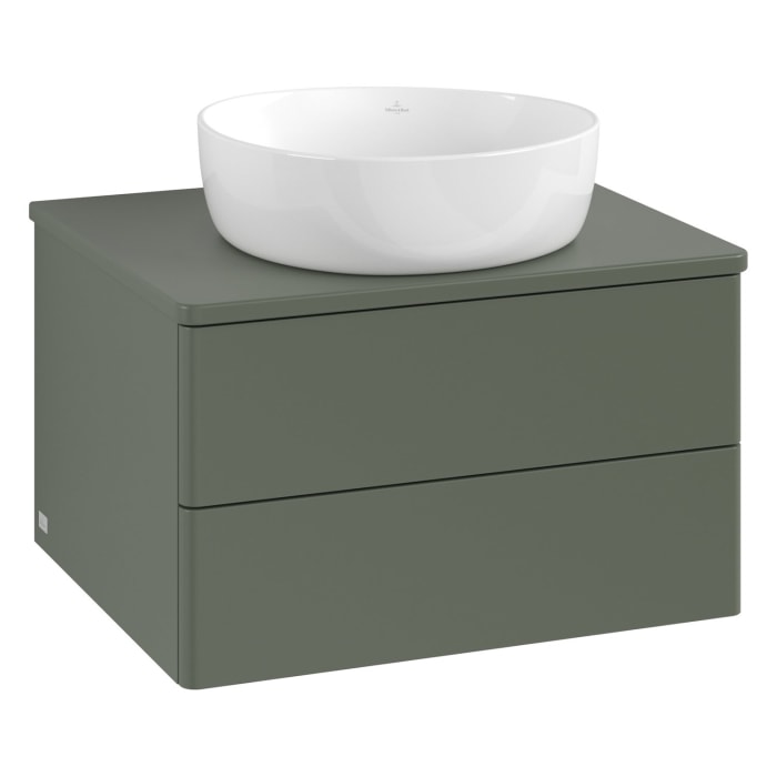 Villeroy & Boch Antao Waschbeckenunterschrank, 60 x 36 cm, 2 Auszüge mit LED-Licht, Front ohne Struktur, ohne Hahnloch