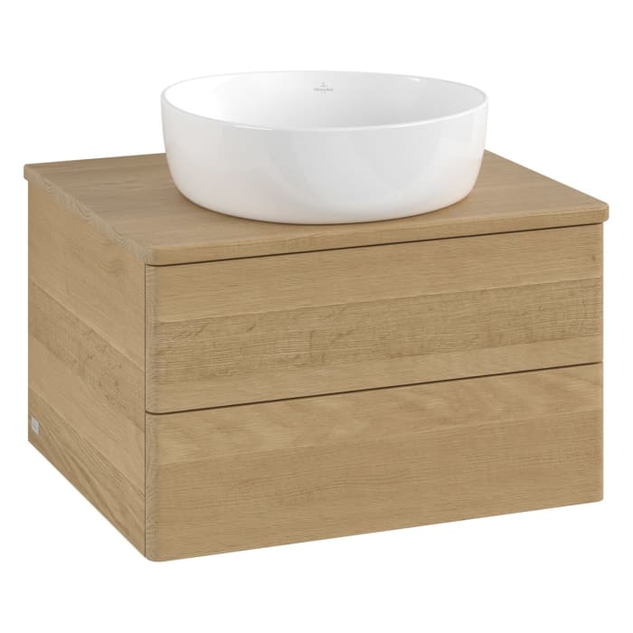 Villeroy & Boch Antao Waschbeckenunterschrank, 60 x 36 cm, 2 Auszüge mit LED-Licht, Front ohne Struktur, ohne Hahnloch