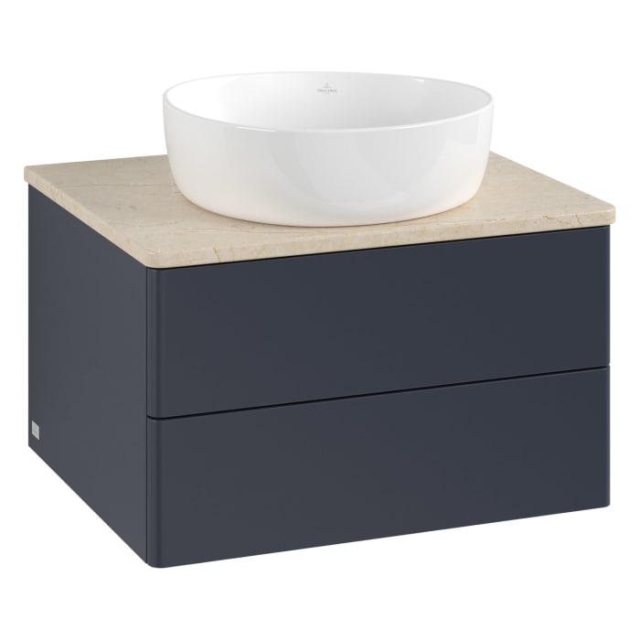 Villeroy & Boch Antao Waschbeckenunterschrank, 60 x 36 cm, 2 Auszüge mit LED-Licht, Front ohne Struktur, ohne Hahnloch