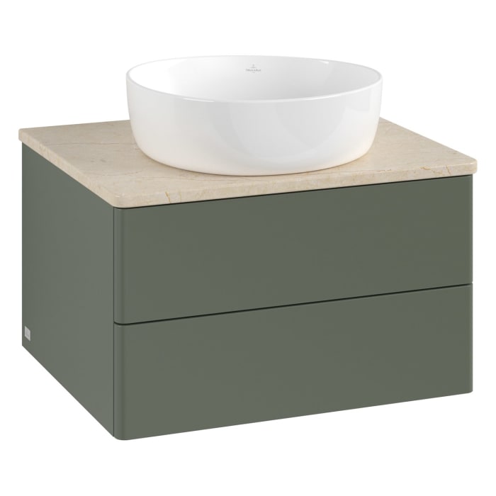 Villeroy & Boch Antao Waschbeckenunterschrank, 60 x 36 cm, 2 Auszüge mit LED-Licht, Front ohne Struktur, ohne Hahnloch