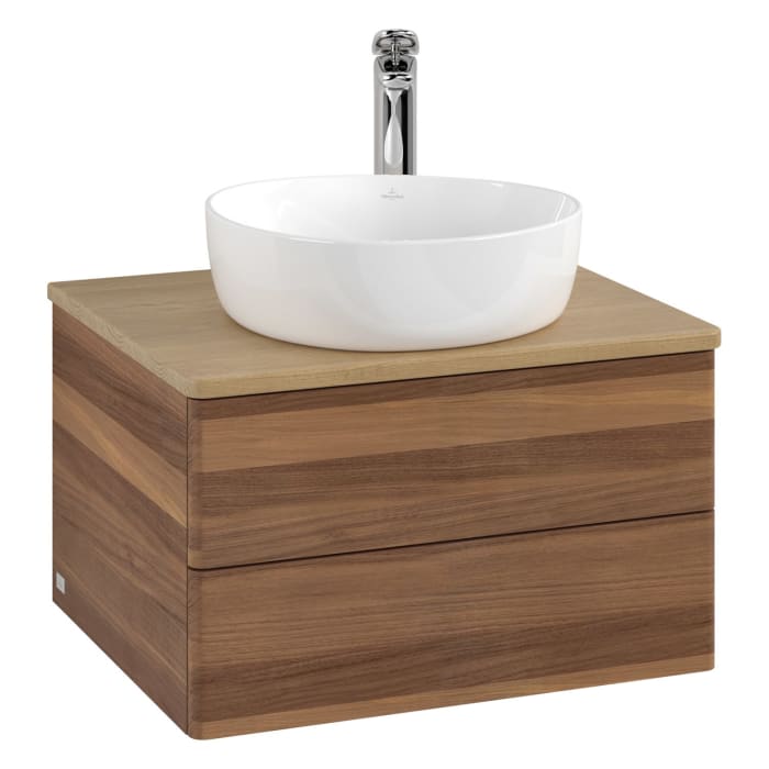 Villeroy & Boch Antao Waschbeckenunterschrank, 60 x 36 cm, 2 Auszüge mit LED-Licht, Front ohne Struktur, mit Hahnloch