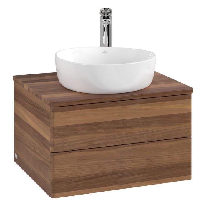 Villeroy & Boch Antao Waschbeckenunterschrank, 60 x 36 cm, 2 Auszüge mit LED-Licht, Front ohne Struktur, mit Hahnloch