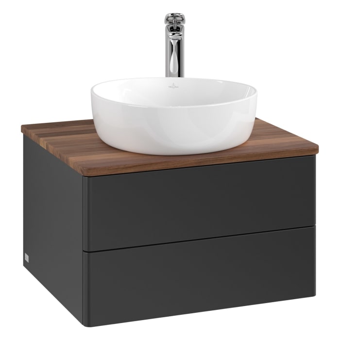 Villeroy & Boch Antao Waschbeckenunterschrank, 60 x 36 cm, 2 Auszüge mit LED-Licht, Front ohne Struktur, mit Hahnloch