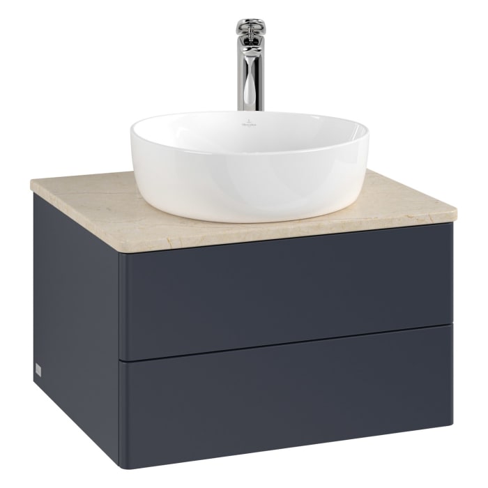 Villeroy & Boch Antao Waschbeckenunterschrank, 60 x 36 cm, 2 Auszüge mit LED-Licht, Front ohne Struktur, mit Hahnloch