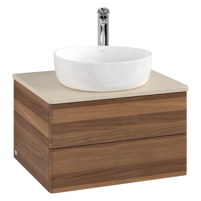 Villeroy & Boch Antao Waschbeckenunterschrank, 60 x 36 cm, 2 Auszüge mit LED-Licht, Front ohne Struktur, mit Hahnloch