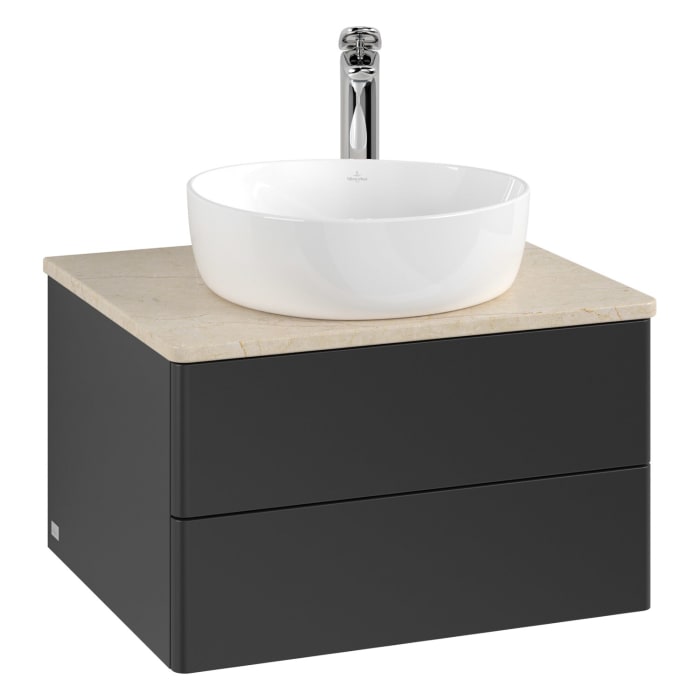 Villeroy & Boch Antao Waschbeckenunterschrank, 60 x 36 cm, 2 Auszüge mit LED-Licht, Front ohne Struktur, mit Hahnloch